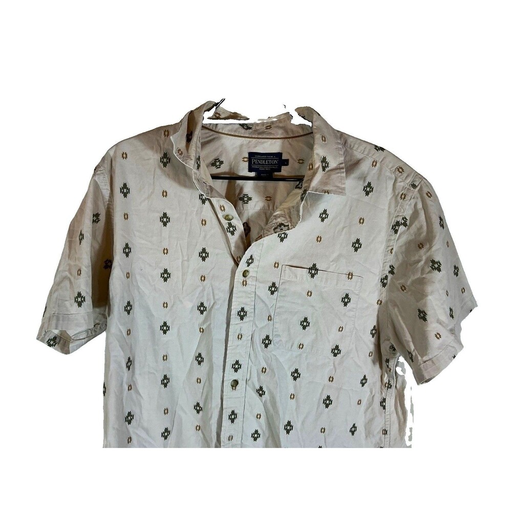 Pendleton Men's L Regular Cotton Woven SS Button-Up Point Collar Aztec Pockets